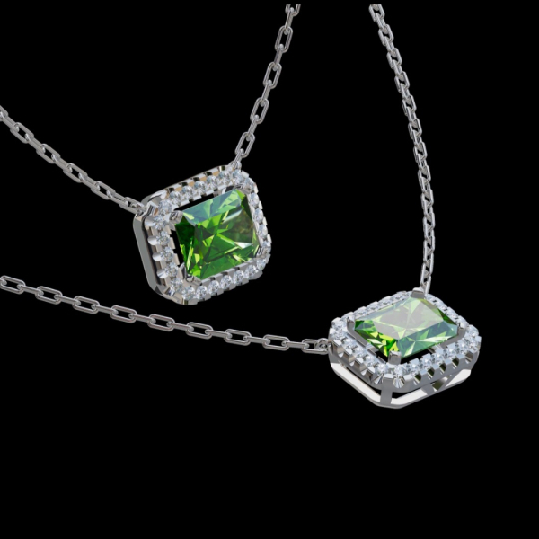 實驗室綠彩鑽項鍊3克拉 