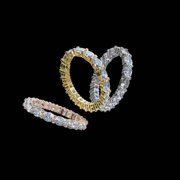 實驗室鑽石橢圓+圓形男女戒指 