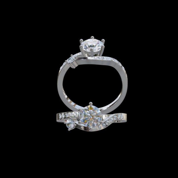  實驗室鑽石圓形女戒1克拉3-20 