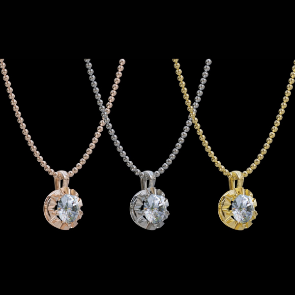 實驗室鑽石圓形墜子50分(三顏色可選) 