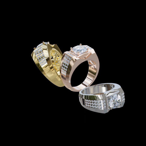 實驗室鑽石圓形男戒2克拉 