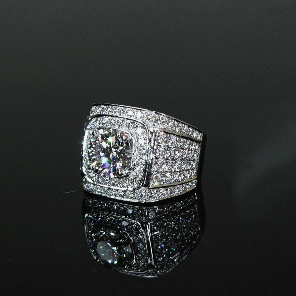 實驗室鑽石圓形男戒3克拉 