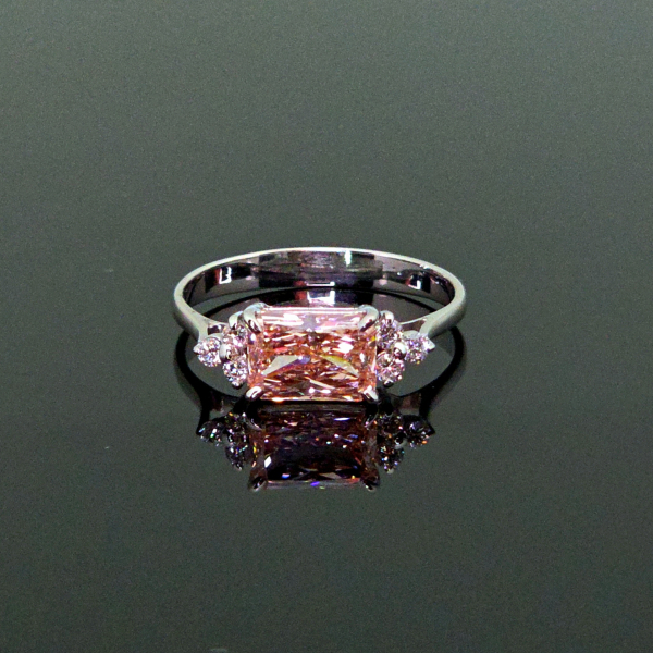 實驗室粉紅彩鑽雷帝恩形女戒1.5克拉 