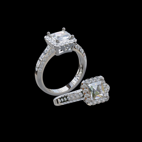 實驗室鑽石心枕形女戒1克拉 