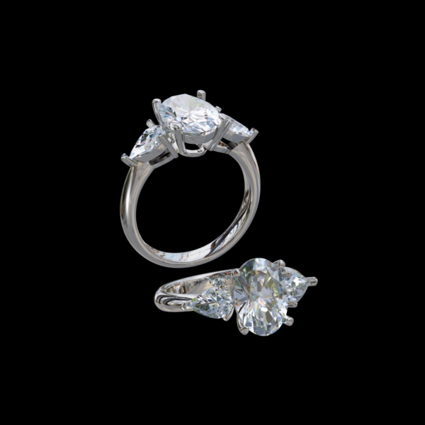 實驗室鑽石橢圓形女戒3克拉 