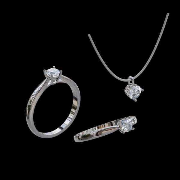 實驗室鑽石圓形套組(戒+墜)60分 