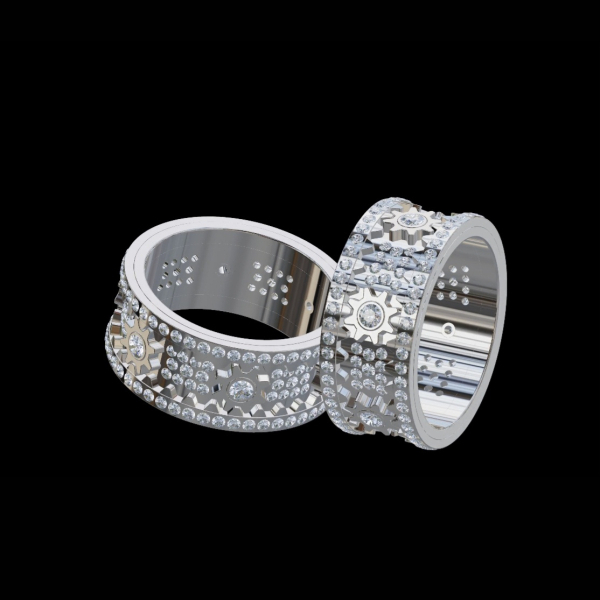 實驗室鑽石圓形男女旋轉戒 