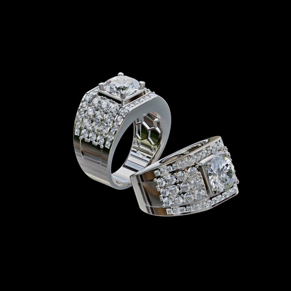 實驗室鑽石圓形男戒3克拉 