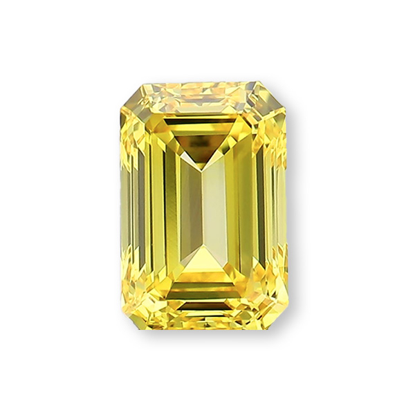 實驗室黃彩鑽祖母綠形裸石7克拉 