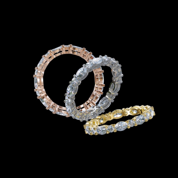 實驗室鑽石橢圓+元鑽男女戒指 