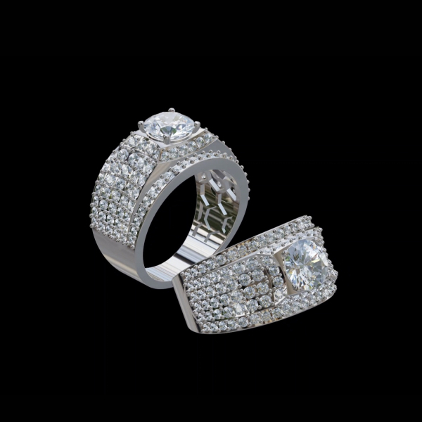 實驗室鑽石圓形男戒2克拉 