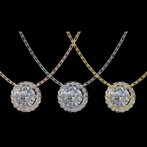 實驗室鑽石圓形墜子1克拉(三顏色可選) 