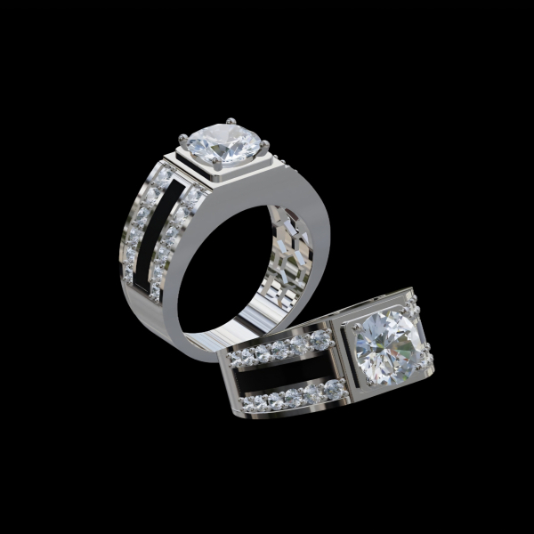 實驗室鑽石圓形男戒3克拉 