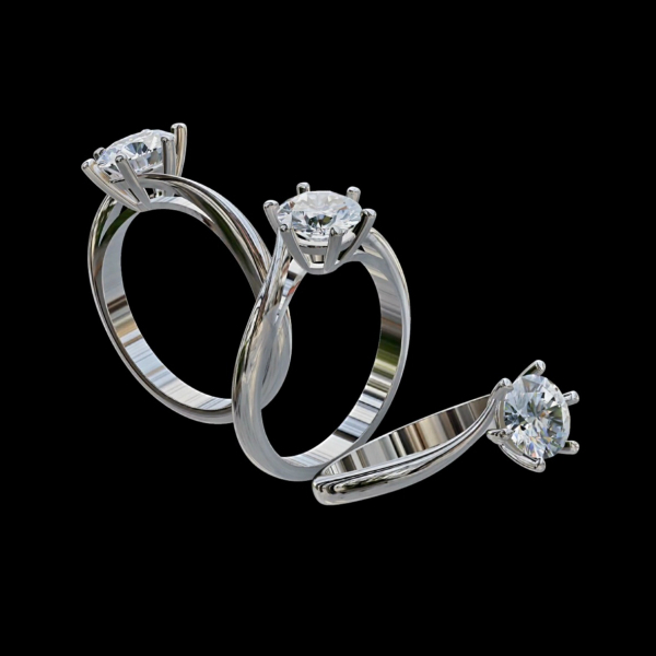 實驗室鑽石圓形女戒1克拉 