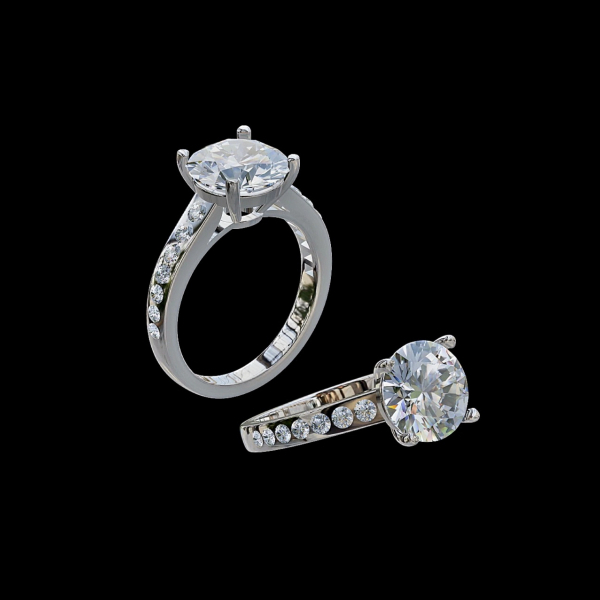 實驗室鑽石圓形女戒3克拉 