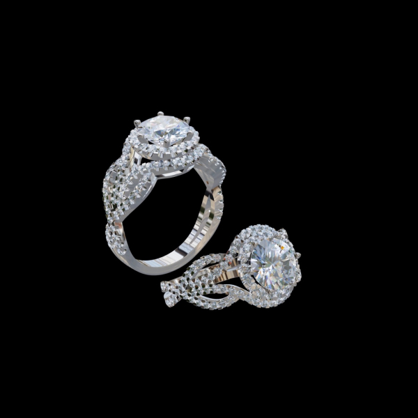 實驗室鑽石圓形2克拉女戒2-8 