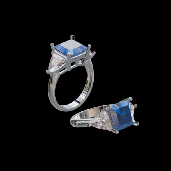 實驗室藍寶石枕形女戒9克拉 