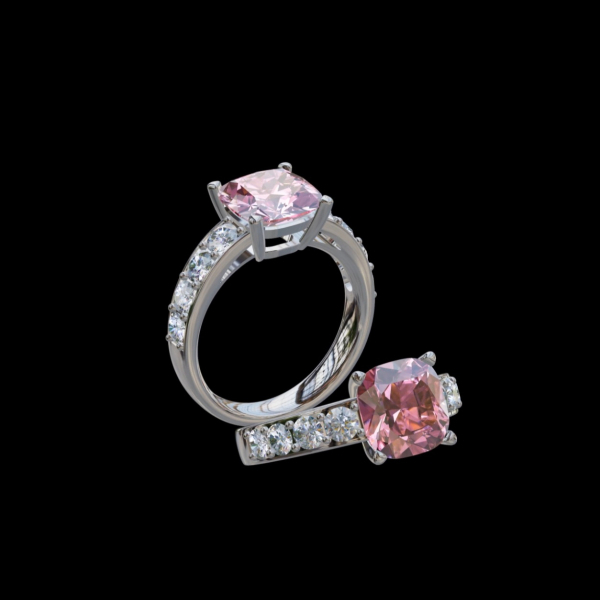 實驗室彩鑽枕形女戒3克拉 