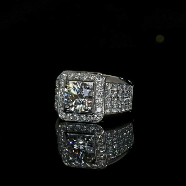 實驗室鑽石圓形男戒3克拉D.vs1 