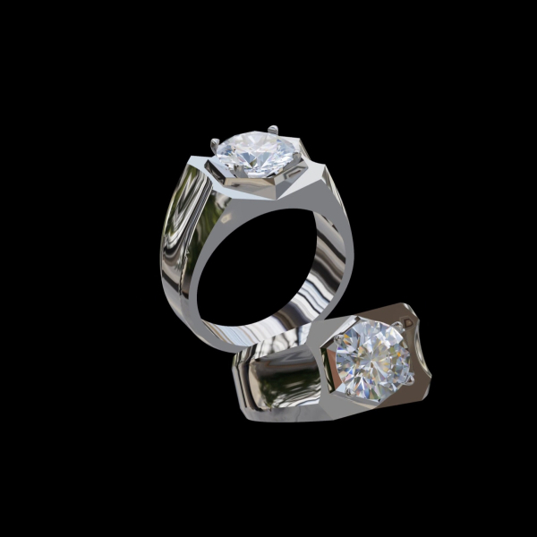 實驗室鑽石圓形男戒3克拉 