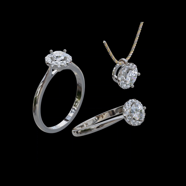 實驗室鑽石圓形套組(戒+墜)60分 