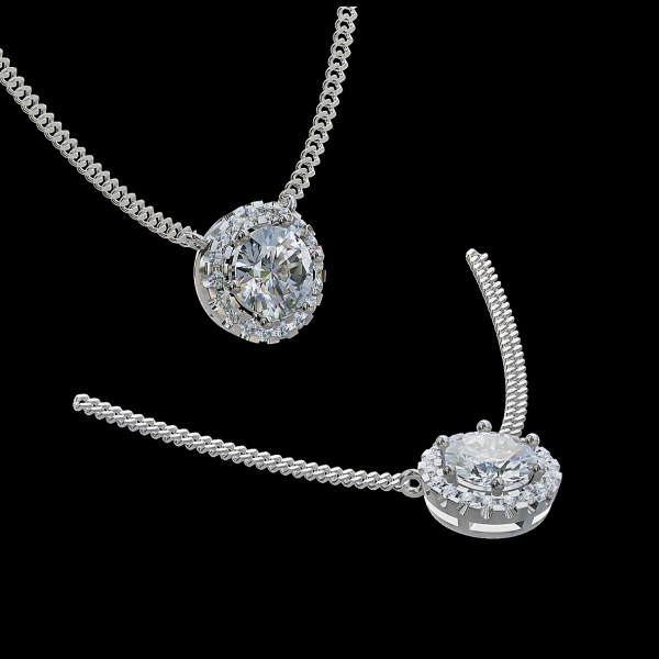 實驗室鑽石圓形墜子1克拉 