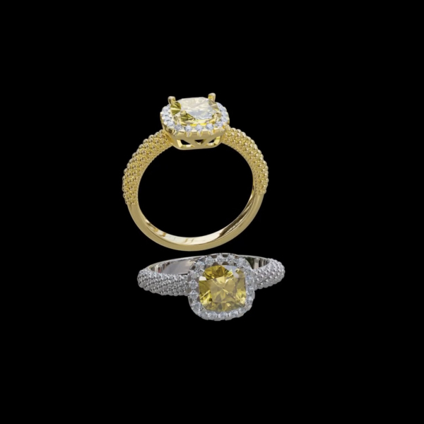 實驗室黃彩鑽枕形女戒1.5克拉 