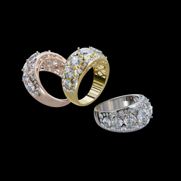 實驗室鑽石圓形女戒3克拉(7粒) 