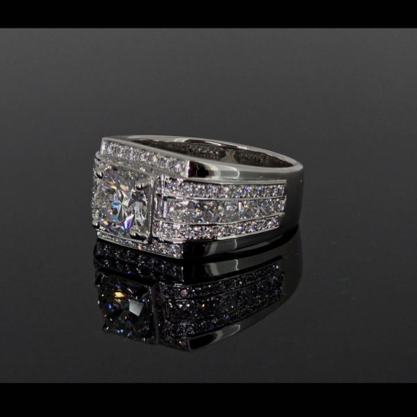 實驗室鑽石圓形男戒3克拉D.vs1 