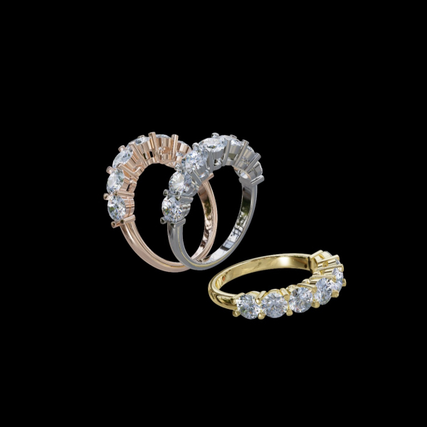 實驗室鑽石圓形女戒2.10克拉(30分7粒). 