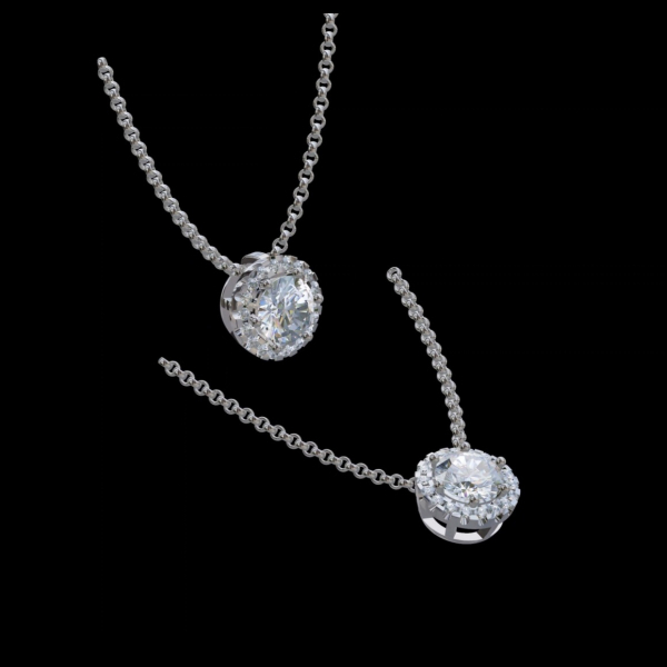 實驗室鑽石圓形墜子1克拉 