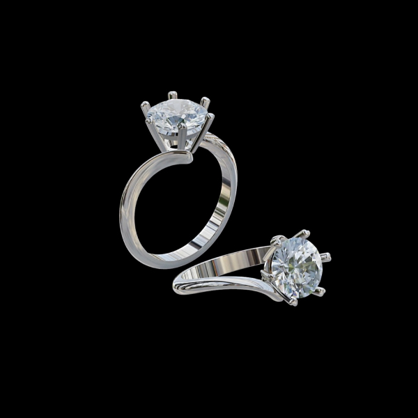 實驗室鑽石圓形女戒2克拉 