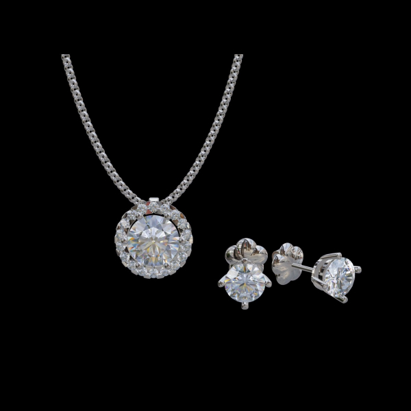 實驗室鑽石圓形套組(墜+耳)2克拉 