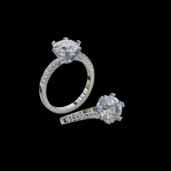 實驗室鑽石圓形女戒2克拉 