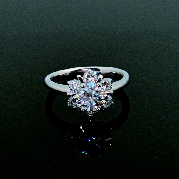 實驗室鑽石圓形女戒1克拉 