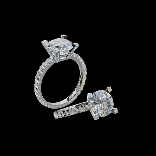 實驗室鑽石圓形女戒3克拉 