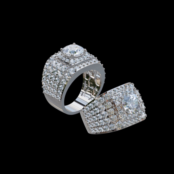 實驗室鑽石圓形男戒2克拉 