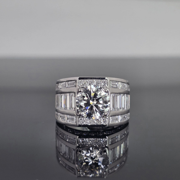 實驗室鑽石圓形男戒3克拉 