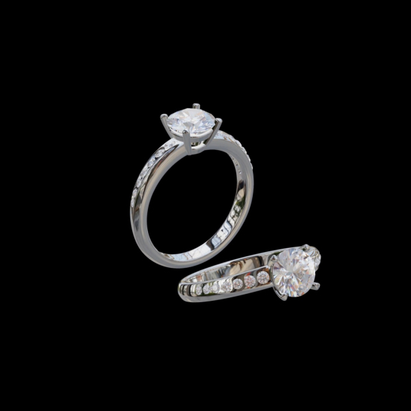 實驗室鑽石圓形女戒1克拉 