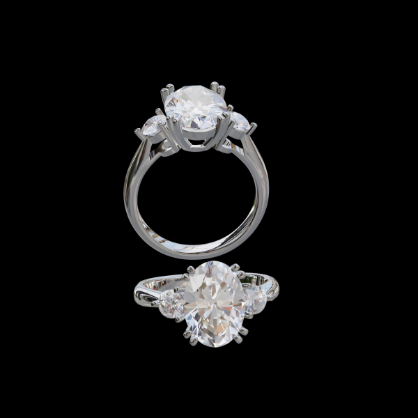 實驗室鑽石橢圓形女戒3克拉 