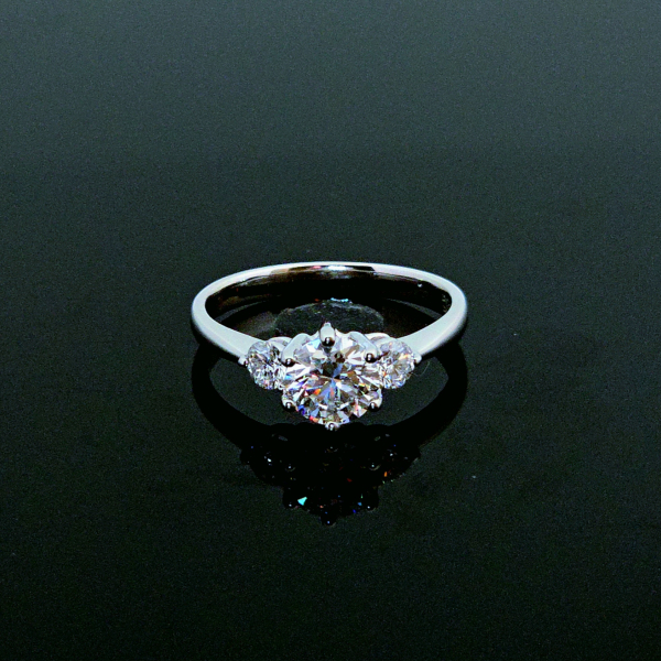 實驗室鑽石圓形女戒1克拉 