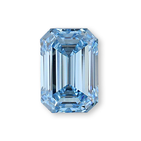 實驗室藍彩鑽祖母綠形裸石7克拉 