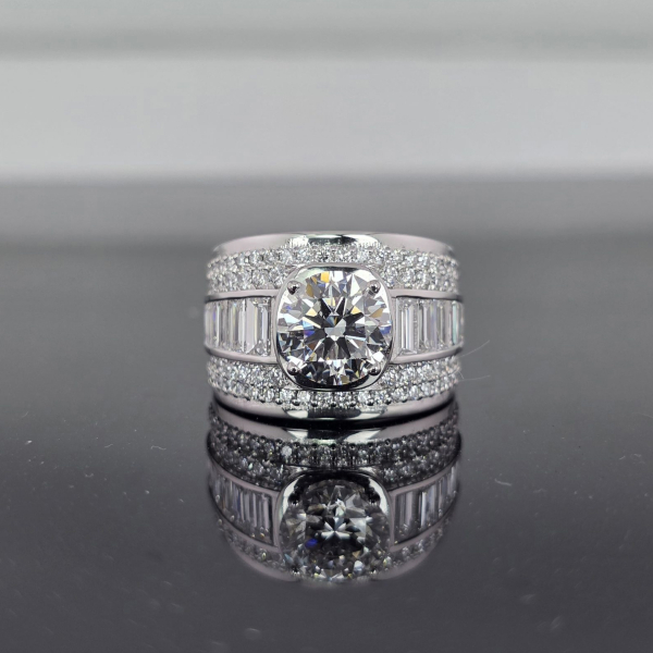 實驗室鑽石圓鑽男戒3克拉D.vs1 