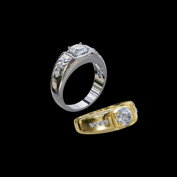 實驗室鑽石圓形男戒1克拉 